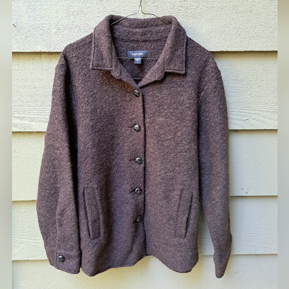 NWT Karen Kane DANDY GIRL Brushed Wool Blend Shirt Jacket - L